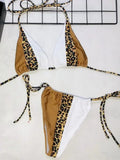 Splicing Leopard Mini Micro String Bikini Women Swimwear Female Swimsuit Two Pieces Bikini Set Halter Bather Bathing Suit Swim