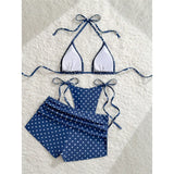 S - XL With Shorts Polka Dot Halter Bikini Female Swimsuit Women Swimwear Three-pieces Bikini Set Bather Bathing Suit Swim V8292