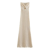 Foridol Bowknot Off Shoulder Knitted Summer Autumn Beach Dress Hollow Out Side Slit Maxi Long Sexy Sundress Bohemian Boho Dress