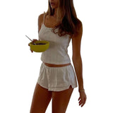 Women Loungewear Set 2 Pieces Suits Lace Trim Eyelet Camisoles Tank Tops and Shorts Pajamas Outfits