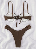 Sexy Wrinkled Underwired Brazilian Bikini Female Swimsuit Women Swimwear Two-pieces Bikini Set Triangle Bathing Suit Swim Lady