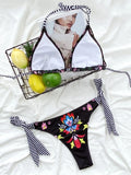 2026 New Sexy Bikini Women Vintage Print Striped Swimwear Swimsuit Halter Bikinis Set Bathing Suit Beach Bikini Brasileno Female