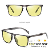 Available Trendy Flat Top Square Photochromic Glasses Stylish Sports Eyewear for Car Running Driving Vacation Travel and Fishing