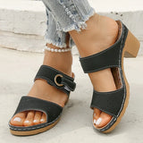 Hook Loop Thick High Heel Sandals Women Hollow Out Summer Beach Sandles Woman Plus Size Anti-Slip Platform Sandalias De Mujer