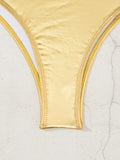 sexy metallic bandeau bikinis sets two pieces 2026 high waist thong swimsuit female bathing suit swimwear biquini tankini