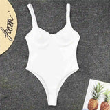 S - XL New Sexy High Cut Women Swimwear Ribbed Underwired One Piece Swimsuit Female Bather Bathing Suit Swim Lady Bodysuit V1607