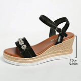 Crystal Decor Women's Wedges Sandals 2026 Summer Ankle Buckle Platform Gladiator Shoes Woman Comfort Casual High Heels Sandals