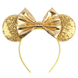 Disney Mickey Mouse Ears Leopard Print Headbands for Girls Baby Women Sequins 5"Bows Hair Accessories Adults Hairbands Kids Gift