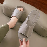 Big Size EU48 Indoor Slippers For Women Men Spring Summer House Shoes Soft Leather Anti-slip Open Toe Couples Home Floor Slides