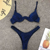 Glitter Shiny Underwired V-Bar Bikini Women Swimsuit Female Brazilian Swimwear Two-piece Bikini Set Triangle Bathing Suit Swim