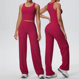 2PCS Yoga Set Women Tracksuit Nude Feeling Workout Sets Gym Clothes Push Up Fitness Running Sportswear Sport Straight tank suit