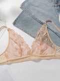 Women's sexy lace flower bra without steel ring gathered push up breathable shoulder straps adjustable bra MR3042