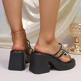 Fashion Clip Toe Chunky Heel Sandals Women 2026 Summer Platform High Heels Slippers Woman Plus Size 42 Cross Strap Sandles Mujer