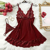 Summer Sleep Shirts Sexy Lingerie Women Mesh Nightgown Exquisite Ultra-thin Lace Embroidery Pajamas Hot Sleepwear With Thongs