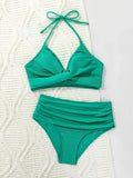Sexy High Waist Bikini 2026 Women Halter Swimwear Female Swimsuit Solid Bathers Swimming Bathing Swim Suit Summer Beachwear