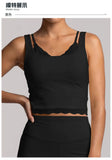 Sexy Fake Two-piece Yoga Tank Top Naked Feel Lace Trim V Neck High Stretch with Bra Pads Gym Running Fitness Dance Tank Top