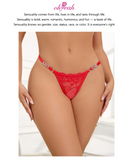 Black Lace Panty for Women Rhinestone Letter Decor Cotton Lined Thong Underwear Sexy Plus Size