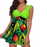 DEKA Two Piece Print Tankini Plus Size Swimwear Shorts Women Bikinis Floral Swimsuit Beach Bodysuit Swimming Boxer Suit