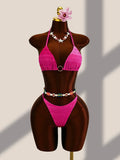 4PCS with Cover Up Skirt Gradient Knit Bikini Women Swimwear Female Swimsuit Four-pieces Bikini Set Bathing Suit Swim Beachwear