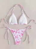 2026 Halter Triangle Bikinis Printed Swimsuit Women Sexy String Swimwear Female Bathers Swimming Bathing Swimming Swim Suit