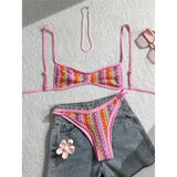 2026 Striped High Leg Cut Brazilian Bikini Female Swimsuit Women Swimwear Two-pieces Bikini set Bather Bathing Suit Swim V8216