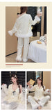 Fashionable Home Pajamas Three-piece Set Island Velvet Pajamas Spring and Autumn Suspenders Sexy Homewear Casual Suit