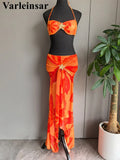 New With Skirt Metal Flower Printed Bikini Female Swimsuit Women Swimwear Three-Pieces Bikini Set Bather Bathing Suit Swim V7285