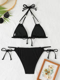 2026 String Triangle Printed Bikini Women Sexy Swimwear Female Halter Swimsuit Solid Bathers Bathing Swimming Swim Suit Beach