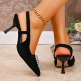 Crystal Square Buckle High Heels Sandals Women Spring Summer Slip On Pointed Toe Pumps Woman Thin Heel Party Wedding Shoes Mujer