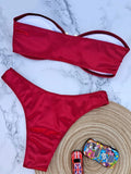 Bandeau Bikinis 2025 Strapless Satin Bikini Female Swimsuit Women Swimwear Two-pieces Bikini Set High Cut Bathing Suit Swim Lady