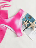 3 Pieces Ombre Lace Up Bikini Swimsuit & Beach Skirt Sexy Swimwear Women 2026 Bathing Swimming Swim Suit Female Summer Beachwear
