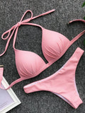 2025 Halter Bra Cup Bikini Women Swimsuit Female Push Up Swimwear Two Pieces Bikini set Brazilian Bather Bathing Suit Swim Lady