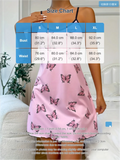 Women Butterfly Print Spaghetti Strap Nightgown Sexy Slip Sleep Dress Summer Pajama Dress Ladies Loungewear Nightwear Sleepwear