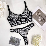 Toucheart 2 Piece Set Sexy Lingerie Set For Women Mesh Micro Perspective Beach Swimsuit Briefs Contrast Color Sexy Lingerie Set