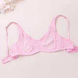 3 Pcs Womens Lace Bra Underwire BH Hollow Out Embroidery Perspective Sexy Underwear Lingerie Tops Plus Size Brassiere