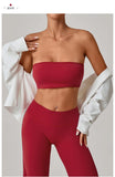 Padded Backless Bandeau Sports Bra Gym Women Crop Tube Top Seamless Yoga Top Sexy Workout Sportswear Push-up Fitness Underwear