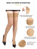 5XL White Stockings for Women Sexy Lace Shiny Rhinestone Small Fishnet Double Anti-Slip Silicone Tights Hot Thigh High Stockings