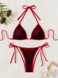 Embroidery Mesh Lace Halter High Cut Bikini Female Swimsuit Women Swimwear Two-pieces Bikini Set Bather Bathing Suit Swim Beach
