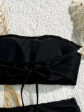 XS - XL Bandeau Wrinkled High Cut Bikini Women Swimwear Female Swimsuit Two-pieces Bikini Set Shells Bather Bathing Suit Swim