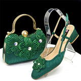 Doershow Italian Shoe and Bag Set New 2025 Women Shoes and Bag Set In Italy GREEN Italian Shoes with Matching Bag HW1-1