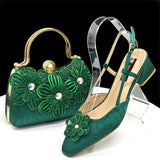 Doershow Italian Shoe and Bag Set New 2025 Women Shoes and Bag Set In Italy GREEN Italian Shoes with Matching Bag HW1-1