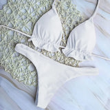 Summer Brazilian Bikini Set for Women Sexy 2 Pieces Set Push-up Swimwear Bandage Top Thong Bathing Suit Swimsuit Beachwear