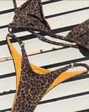 2024 Micro Leopard Bikini Women High Cut  Bandage Push Up Swimsuit Sexy Bathing Suit Padded Thong Swimwear,summer Beach Vacation