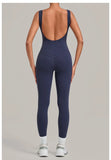 Summer Tight Yoga Jumpsuit Women Hollow Out Exposed Back Fitness Clothing Outwear Gym Running Workout Sports One Piece Suits