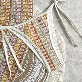 Sexy Colorful Striped Bikini Set Women Push Up Bra Thong Swimsuit 2026 Summer Bathing Suit Beach Mesh Cover Up 3 Piece Swimwear