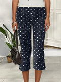 Women Capri Pants Solid Color Bow Decor Summer Casual Cropped Pants Stretch Crop Leggings