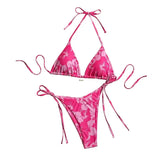 New New Floral Tie-Detail Bikini Sexy Three-Point Women's Swimsuit Sporty Yoga Fitness Fans' Goods Swimsuit Bikini
