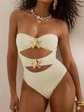 2026 Hollow Starfish Swimsuit Women One Piece Strappy 3D Floral Swimwear Female Bathers Bathing Swimming Swim Suit Beachwear