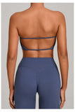 Padded Backless Bandeau Sports Bra Gym Women Crop Tube Top Seamless Yoga Top Sexy Workout Sportswear Push-up Fitness Underwear