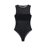 Women's Patchwork Silk Mesh Jumpsuit WHEF